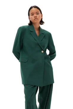 Best Sale GANNI Drapey Melange Blazer Trekking Green