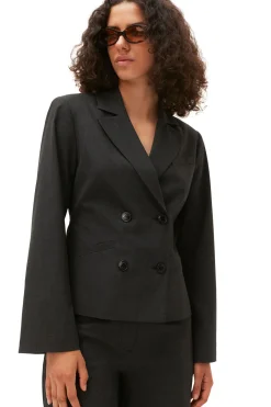 Outlet GANNI Drapey Melange Fitted Blazer Phantom