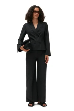 Outlet GANNI Drapey Melange Fitted Blazer Phantom
