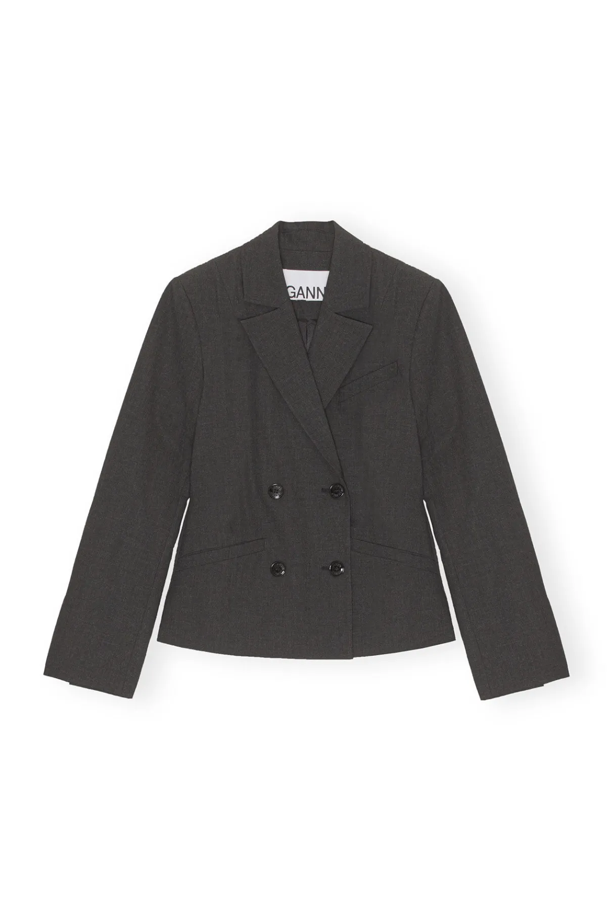 Outlet GANNI Drapey Melange Fitted Blazer Phantom