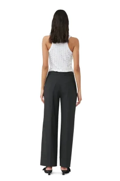 Cheap GANNI Drapey Melange Mid Waist Pants Phantom