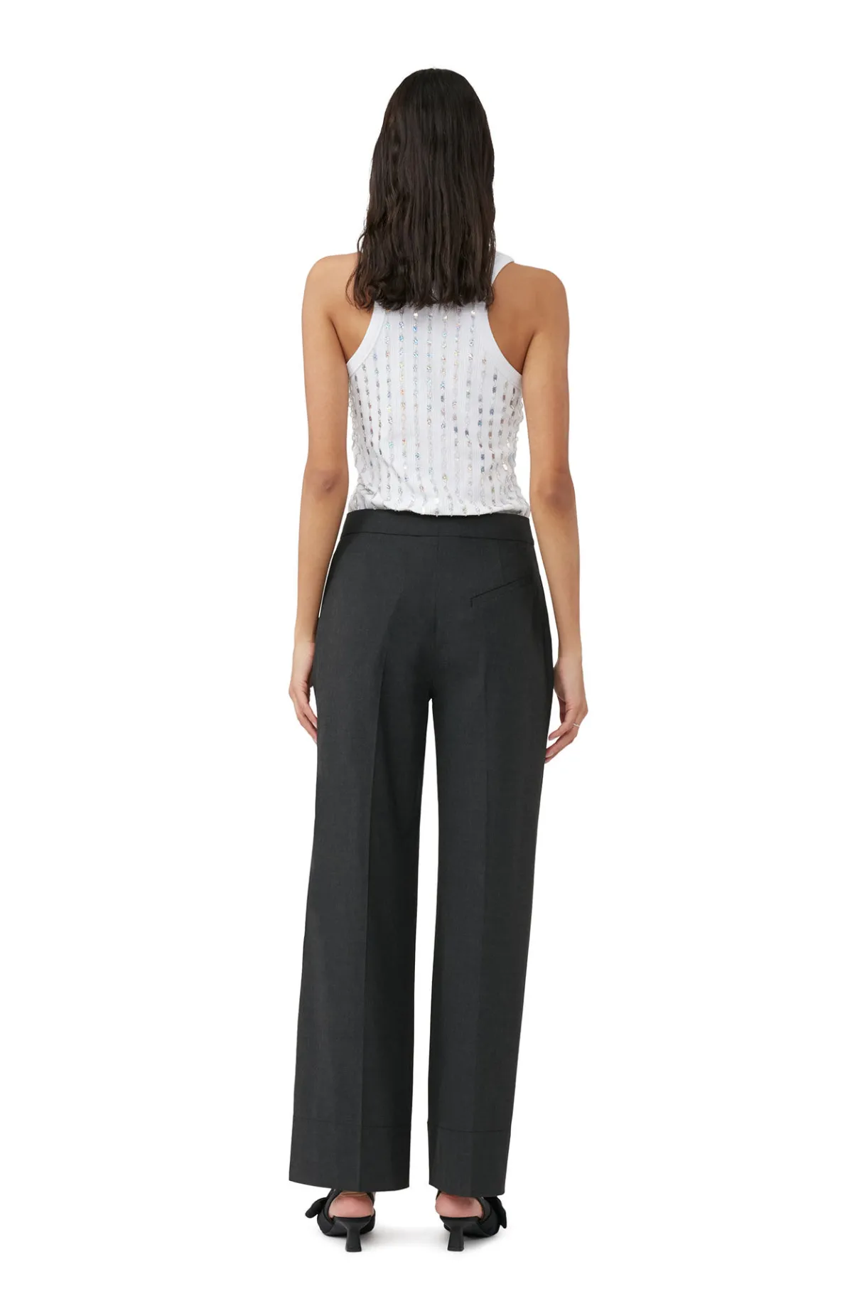 Cheap GANNI Drapey Melange Mid Waist Pants Phantom