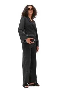 Cheap GANNI Drapey Melange Mid Waist Pants Phantom