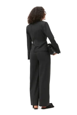 Cheap GANNI Drapey Melange Mid Waist Pants Phantom