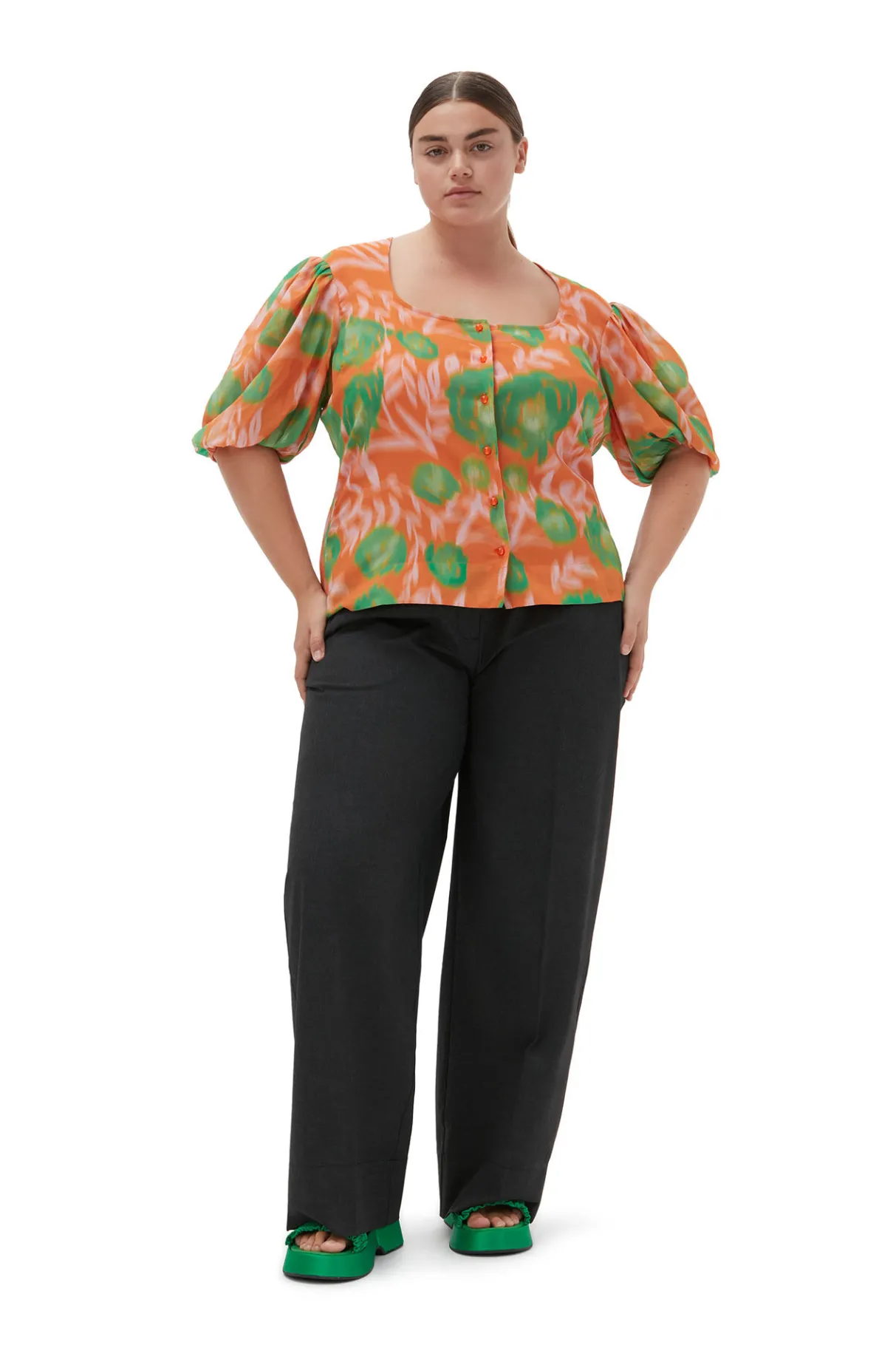 Cheap GANNI Drapey Melange Mid Waist Pants Phantom