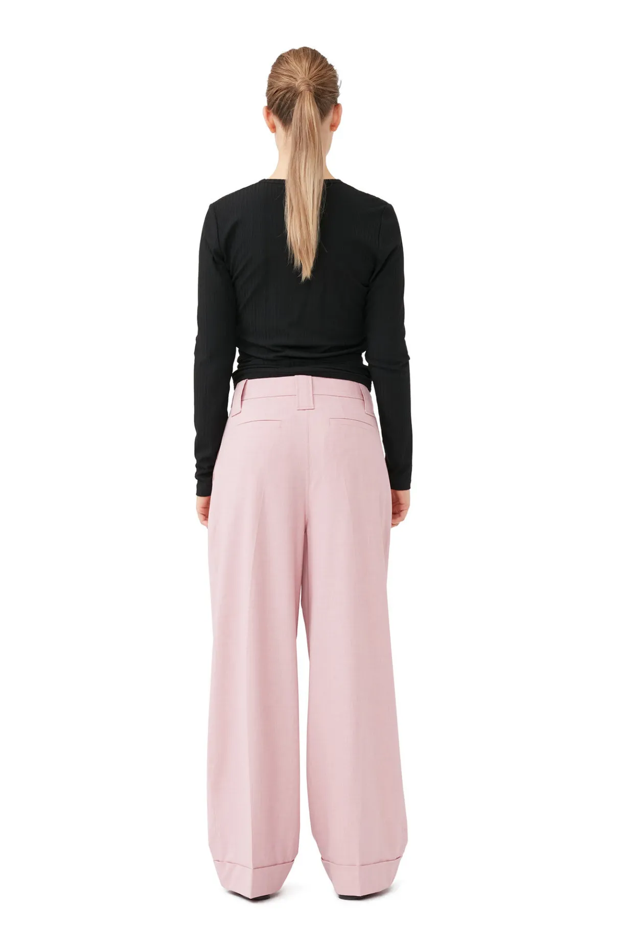 Best GANNI Drapey Melange Pleat Pants Pink Tulle