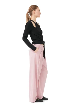 Best GANNI Drapey Melange Pleat Pants Pink Tulle