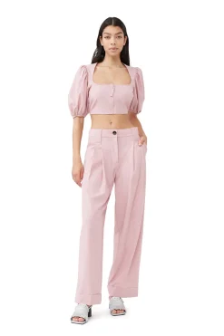Best GANNI Drapey Melange Pleat Pants Pink Tulle
