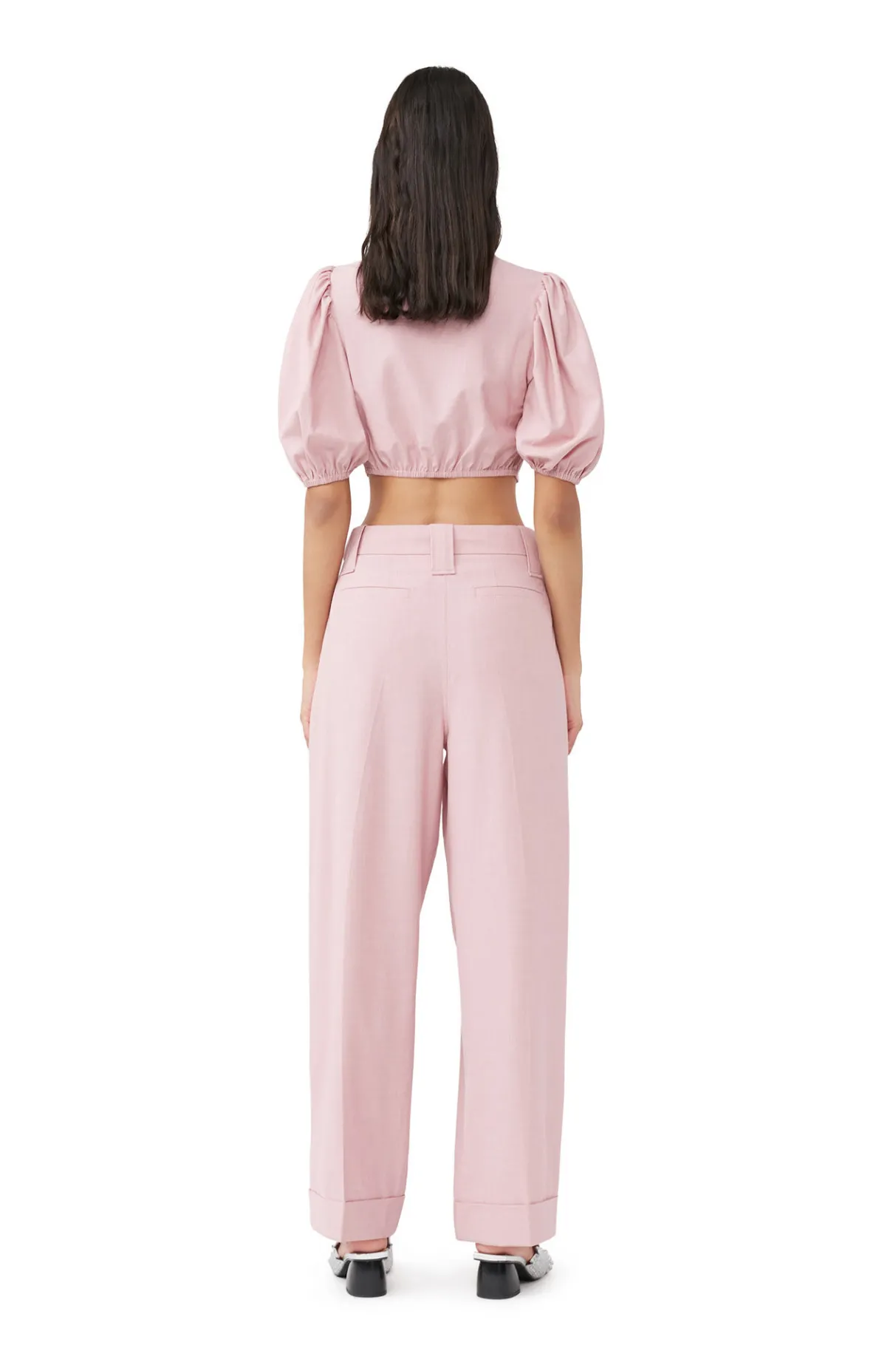 Best GANNI Drapey Melange Pleat Pants Pink Tulle