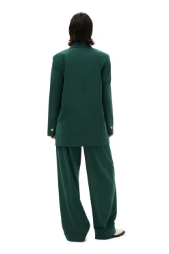 Hot GANNI Drapey Melange Pleat Pants Trekking Green