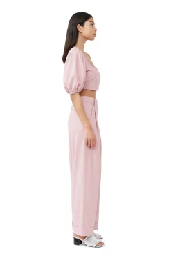 Best GANNI Drapey Melange Pleat Pants Pink Tulle
