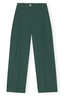 Hot GANNI Drapey Melange Pleat Pants Trekking Green