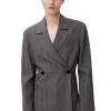 New GANNI Drapey Stripe Blazer Black Stripes