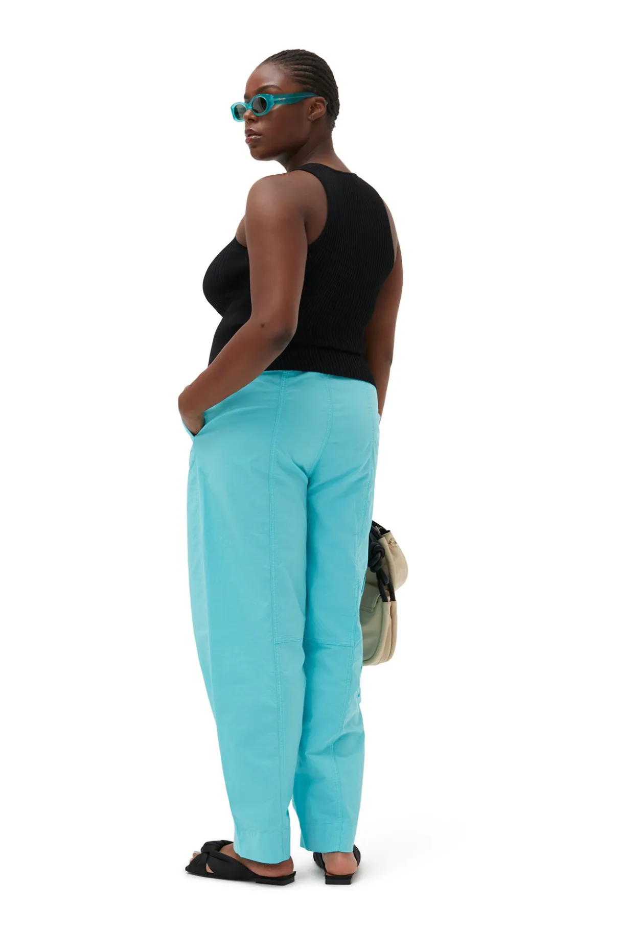 Online GANNI Elasticated Curve Pants Blue Curacao