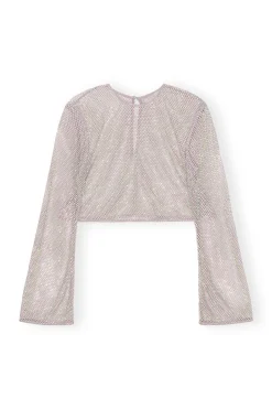 Best Sale GANNI Embellished Mesh Blouse Silver