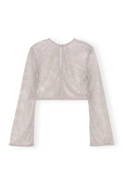 Best Sale GANNI Embellished Mesh Blouse Silver