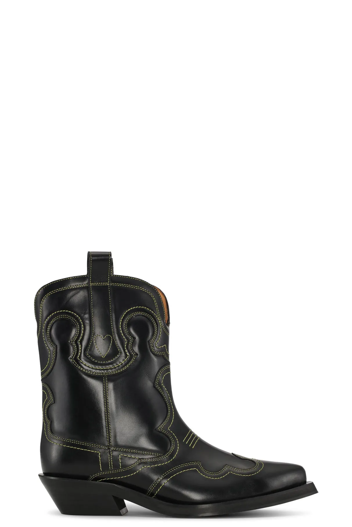 Best Sale GANNI Embroidered Western Boots Black/Yellow