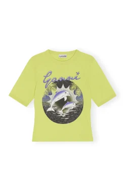 Hot GANNI Fabrics Of The Future Fitted Dolphin T-Shirt Tender Shoots