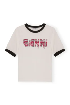 Fashion GANNI Fitted T-Shirt Egret