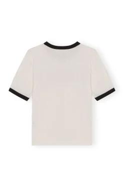 Fashion GANNI Fitted T-Shirt Egret