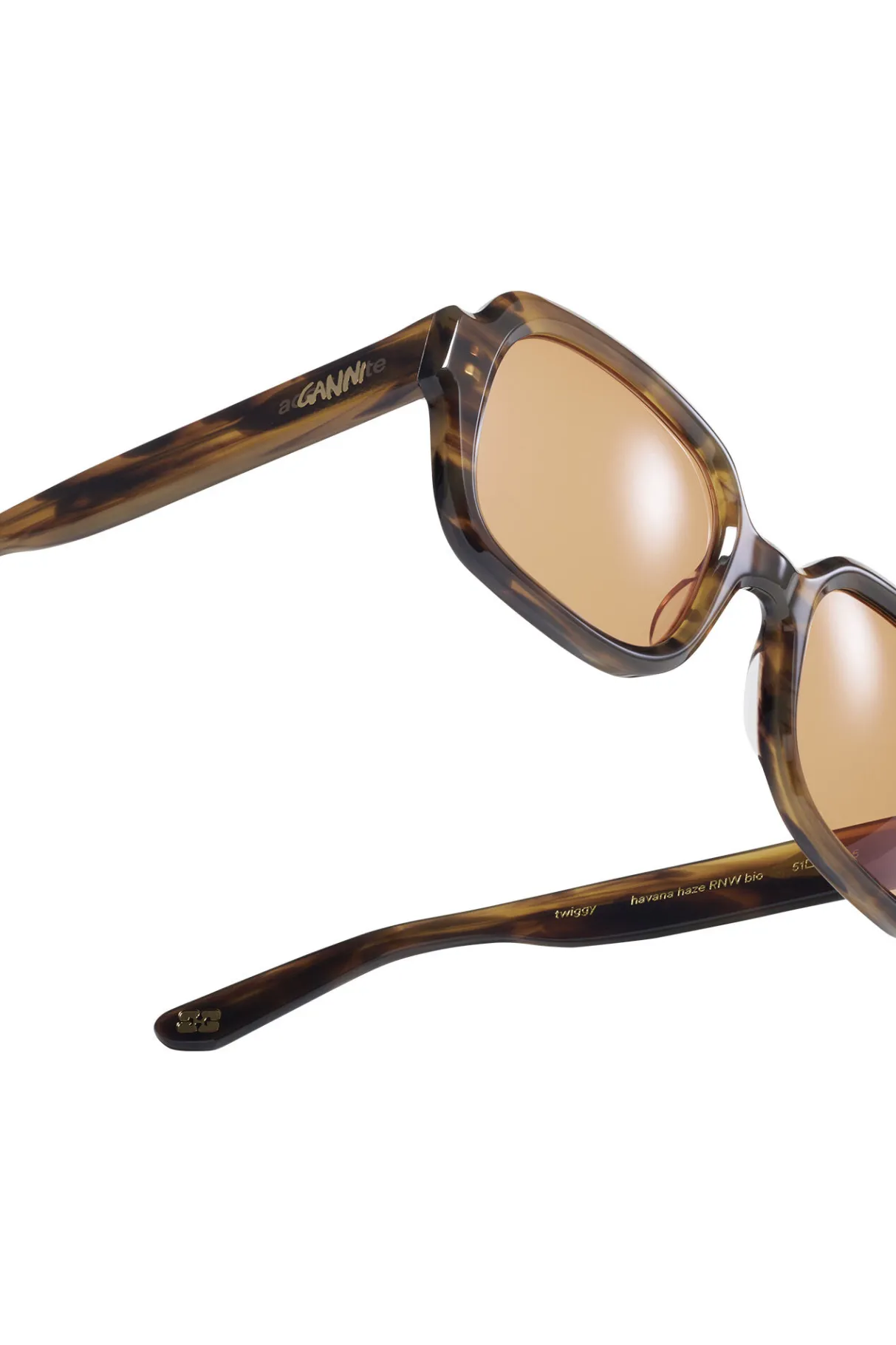 Shop GANNI X Ace & Tate Twiggy Sunglasses Tobacco Brown