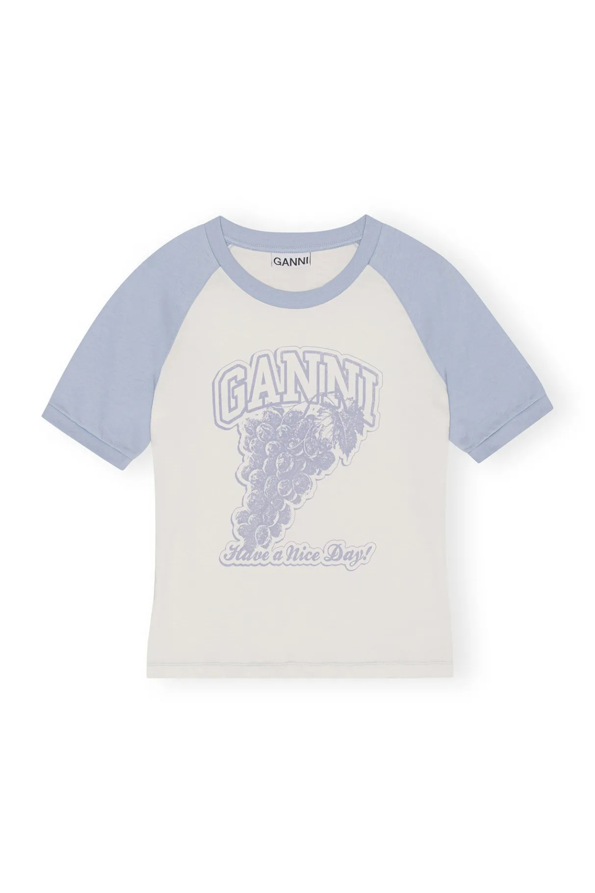Shop GANNI Grapes Raglan T-Shirt Egret