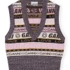 Shop GANNI Graphic V-Neck Vest Petrified Oak