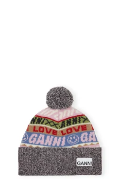 Discount GANNI Graphic Wool Beanie Multicolour