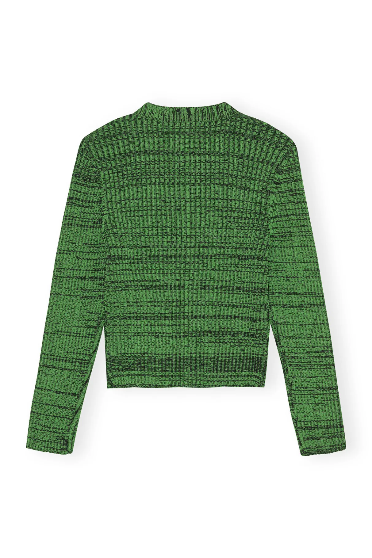Hot GANNI Green Cropped Melange Knit Cardigan Kelly Green