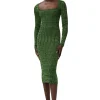 Store GANNI Green Melange Knit Dress Kelly Green