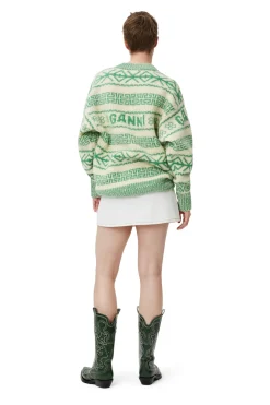 Store GANNI Green Wool Pullover Egret