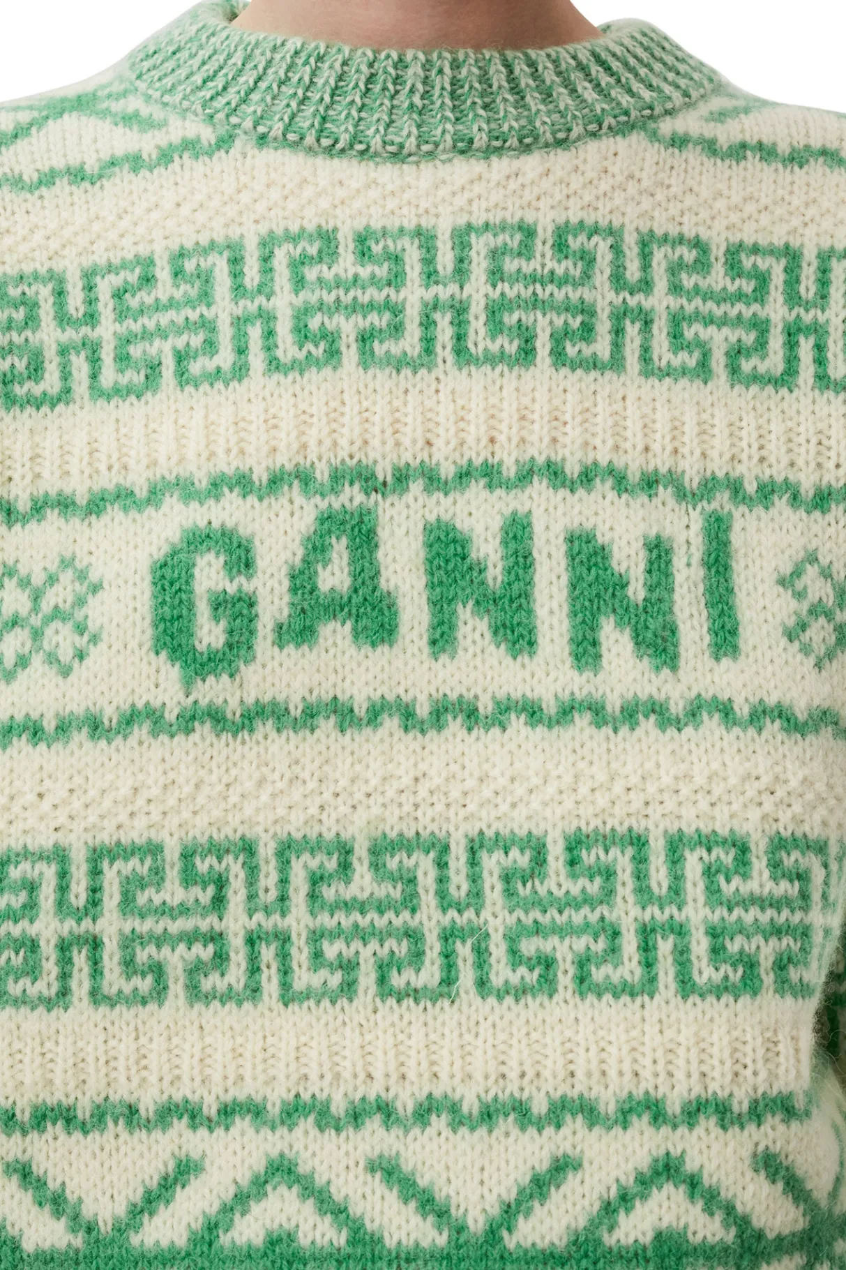 Store GANNI Green Wool Pullover Egret