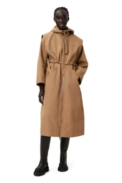 Shop GANNI Heavy Twill Oversized Coat Petrified Oak