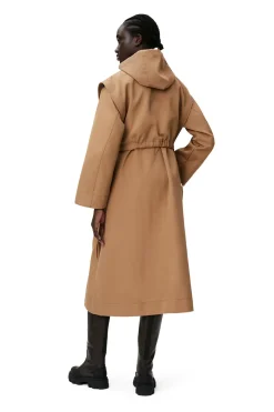 Shop GANNI Heavy Twill Oversized Coat Petrified Oak