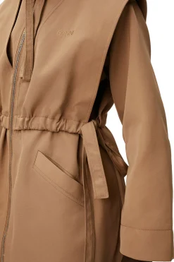 Shop GANNI Heavy Twill Oversized Coat Petrified Oak