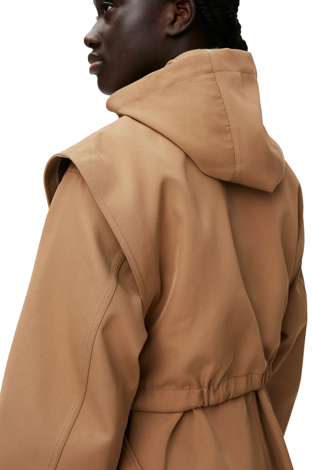 Shop GANNI Heavy Twill Oversized Coat Petrified Oak