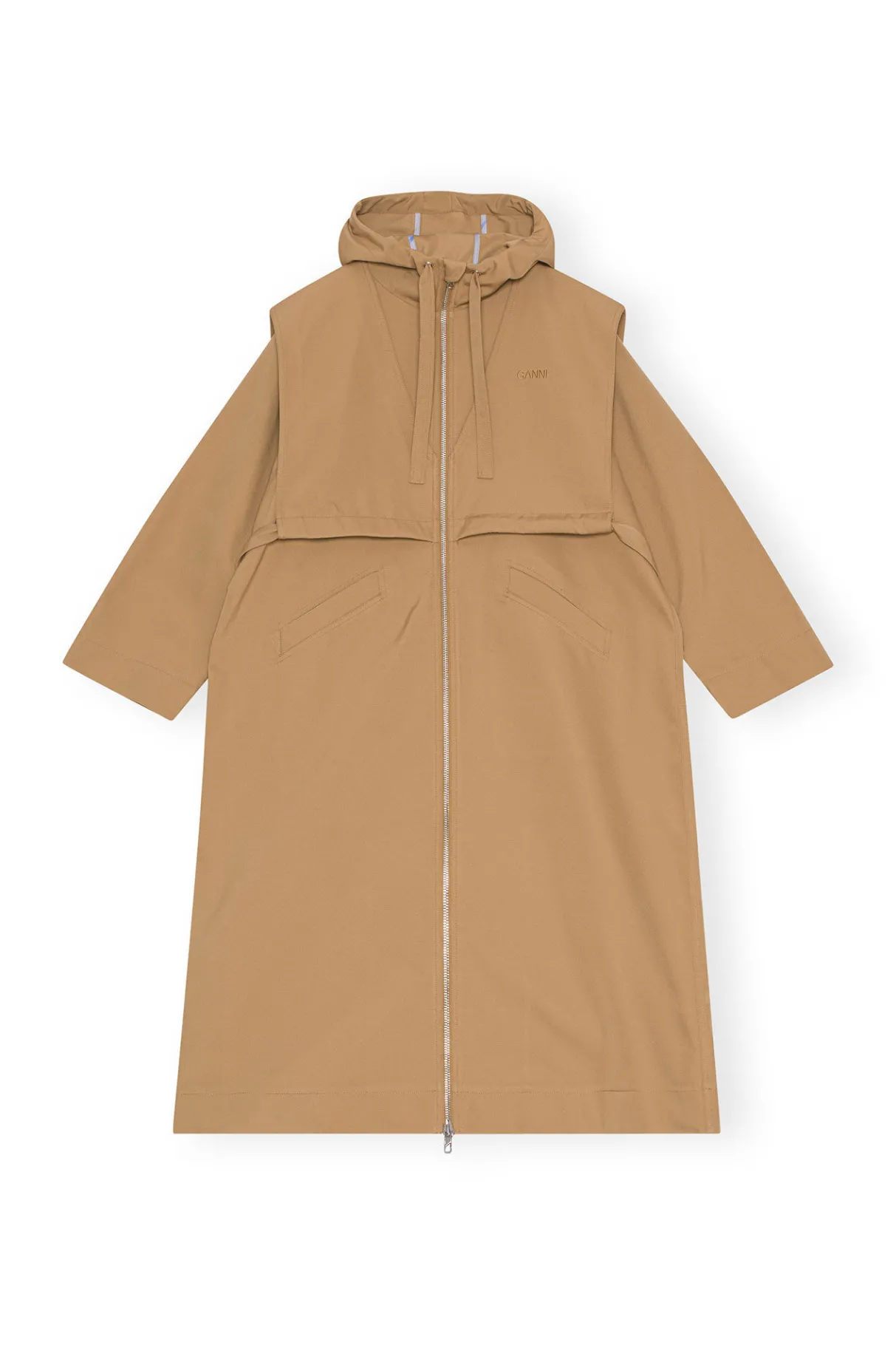 Shop GANNI Heavy Twill Oversized Coat Petrified Oak