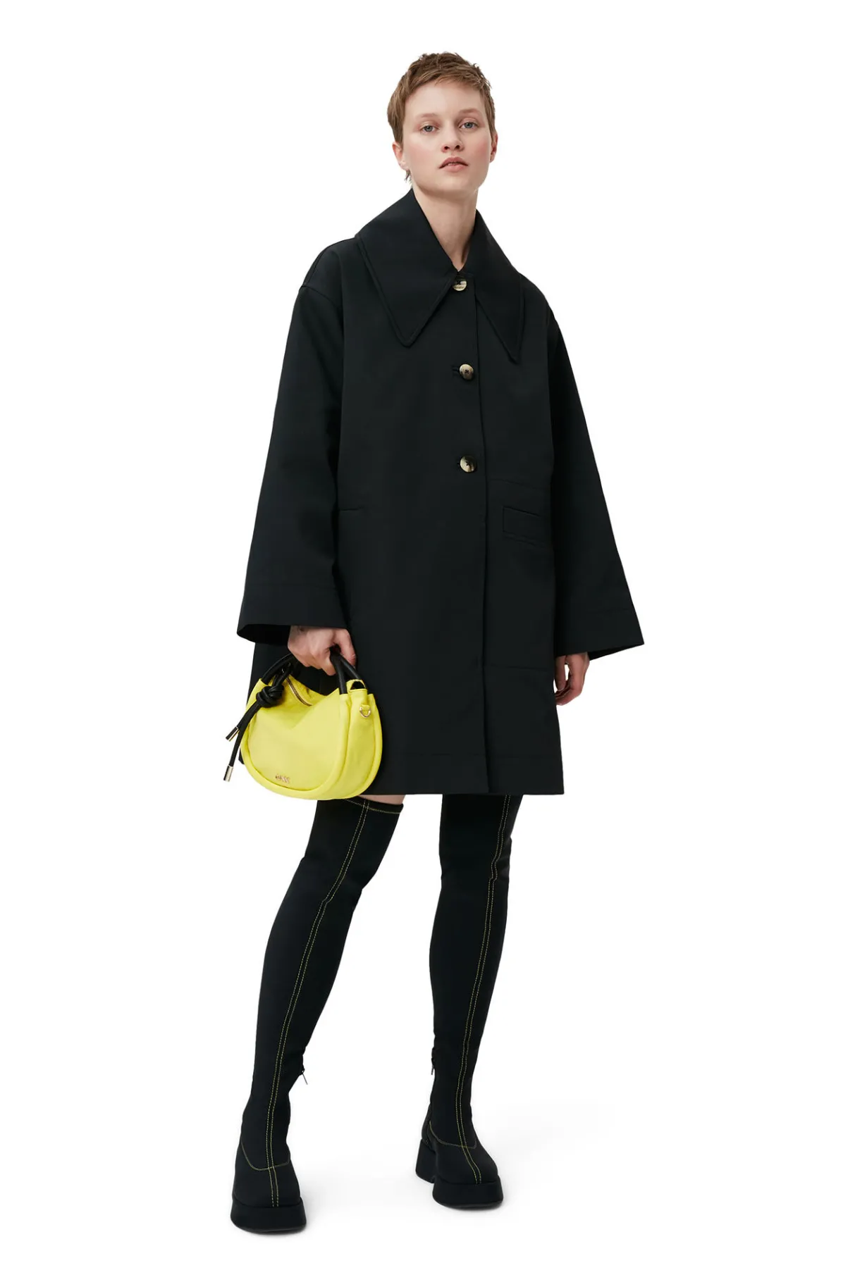 Best Sale GANNI Heavy Twill Oversized Midi Jacket Black