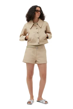 Discount GANNI Heavy Twill Short Jacket Pale Khaki