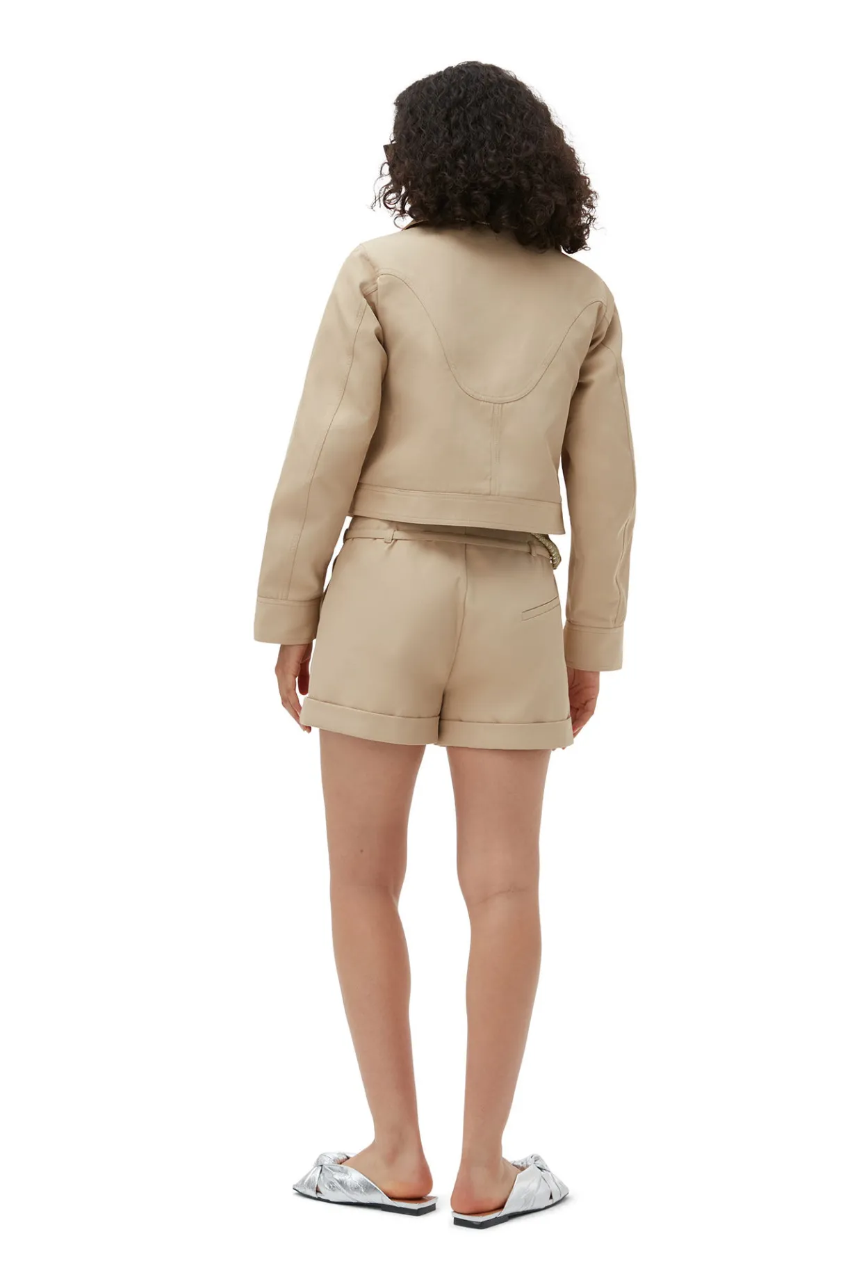 Discount GANNI Heavy Twill Short Jacket Pale Khaki