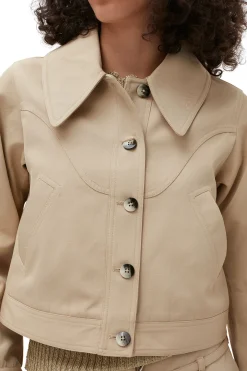 Discount GANNI Heavy Twill Short Jacket Pale Khaki