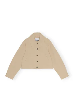 Discount GANNI Heavy Twill Short Jacket Pale Khaki