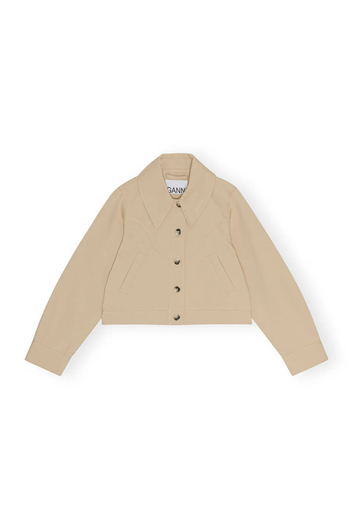 Discount GANNI Heavy Twill Short Jacket Pale Khaki