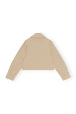 Discount GANNI Heavy Twill Short Jacket Pale Khaki