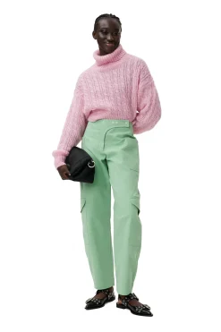Discount GANNI Highneck Cropped Pullover Lilac Sachet
