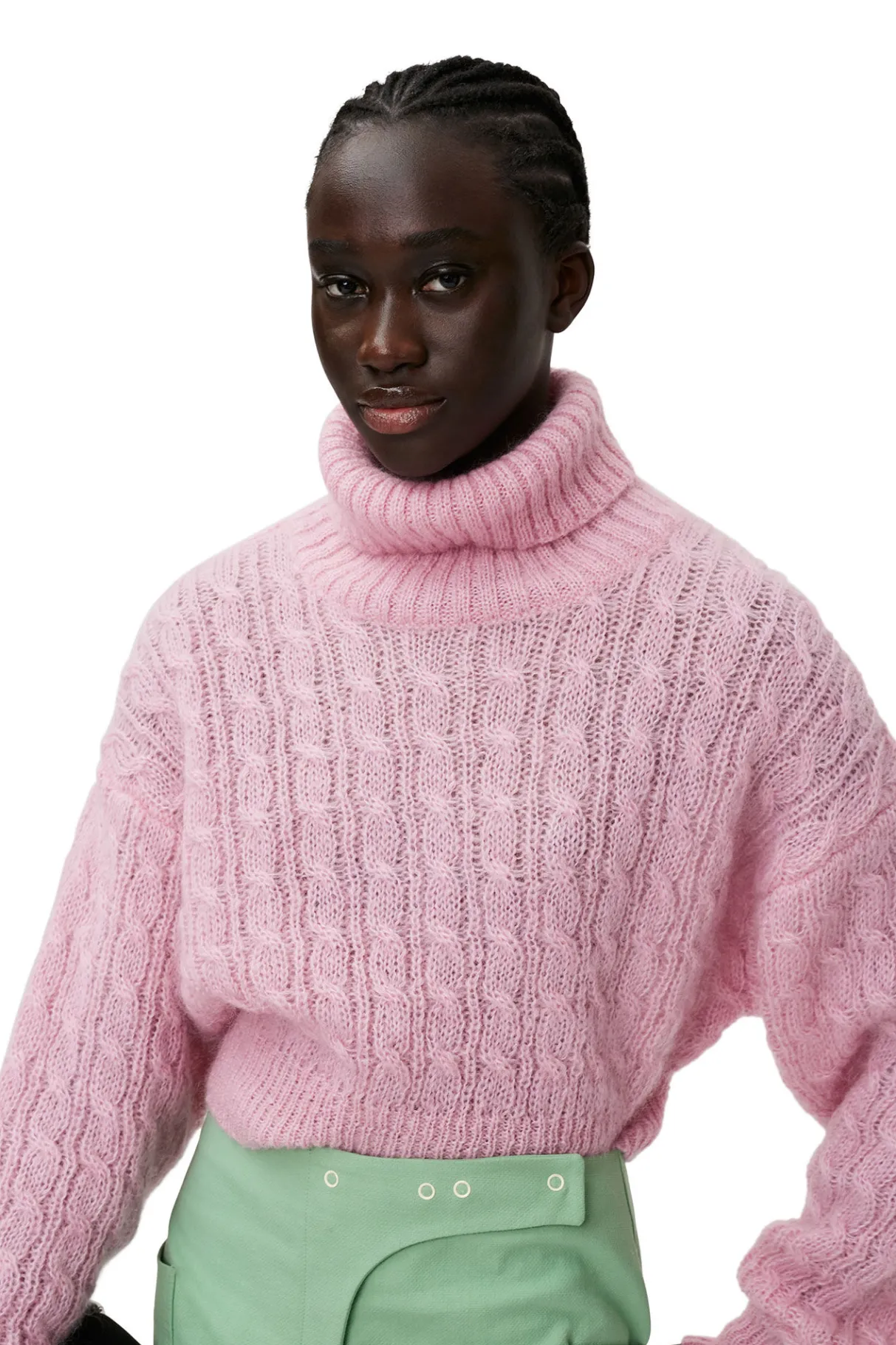 Discount GANNI Highneck Cropped Pullover Lilac Sachet