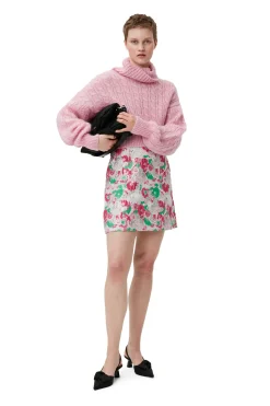 Discount GANNI Highneck Cropped Pullover Lilac Sachet