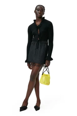 Flash Sale GANNI Jacquard Organza Bead Fringe Mini Skirt Black
