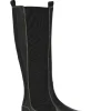 Shop GANNI Knee Chelsea Boots Black