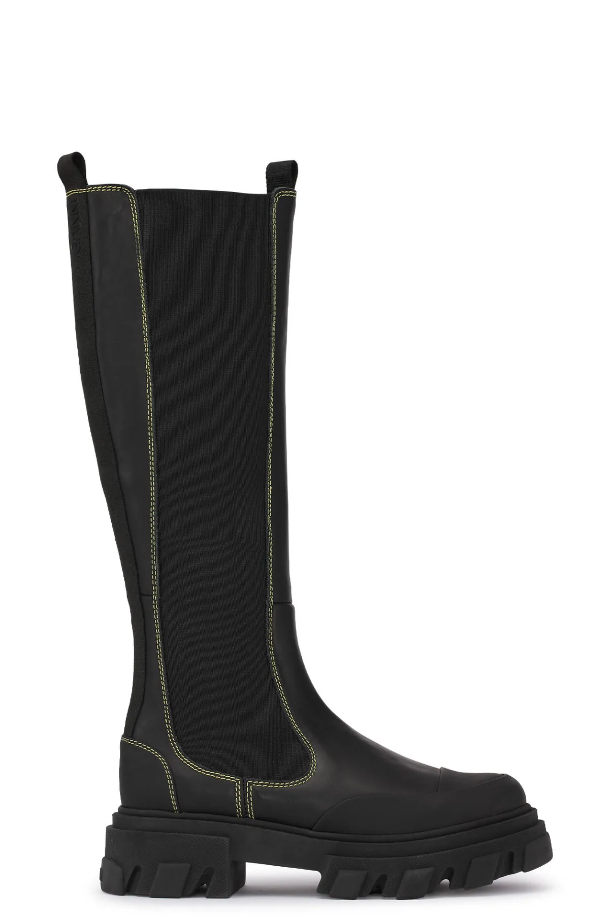 Shop GANNI Knee Chelsea Boots Black